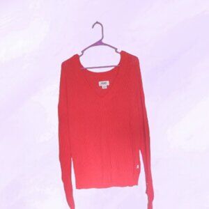 PINK Victoria's Secret knit v-neck vneck pullover sweater in red size medium.